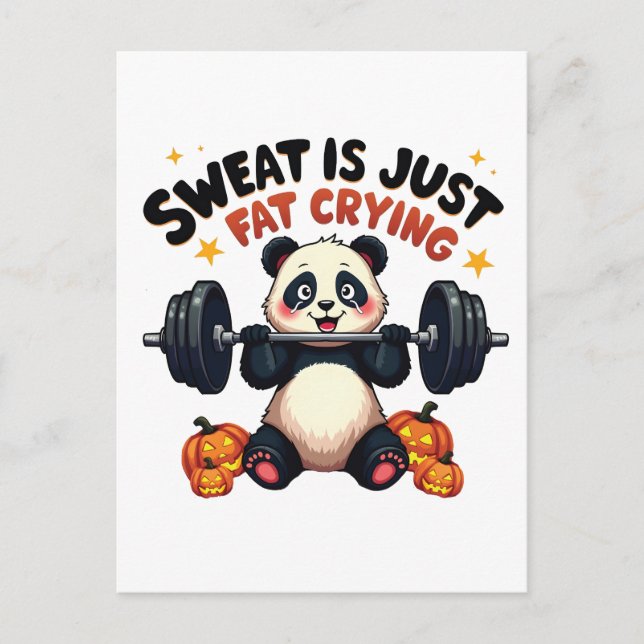Sweat är bara Tjock Gråter Funny Panda Fitness Gym Meddelande Vykort (Framsida)