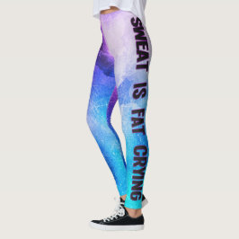 Sweat är tjock som gråter blått och lila motivatio leggings