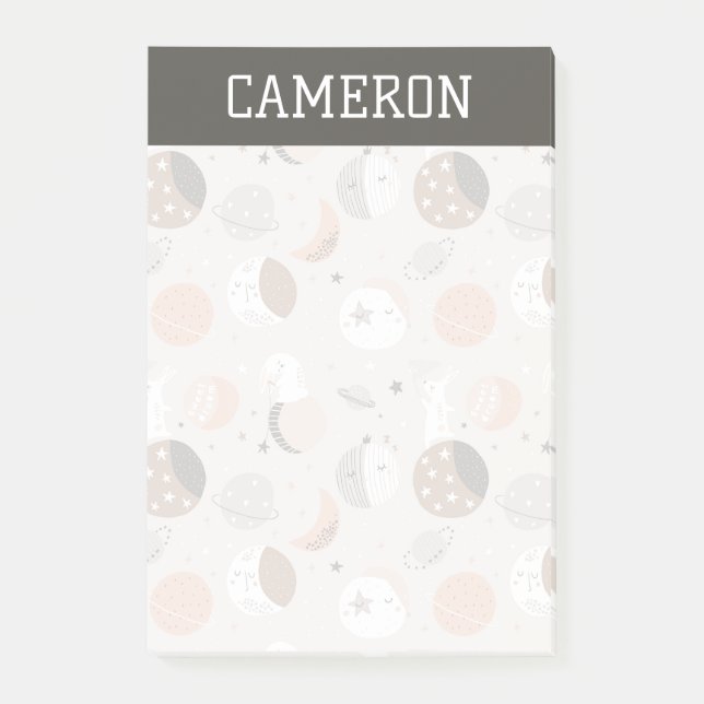 Sweat Dream Bunnies i Space Mönster Post-it Block (Framsida)