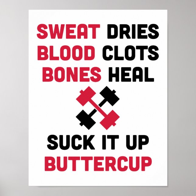 Sweat Dries Gym Quote Poster (Framsidan)