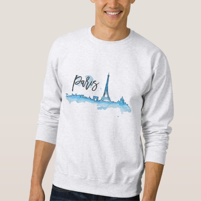 Sweat Homme Blanc Basic Paris Sweatshirt (Framsida)