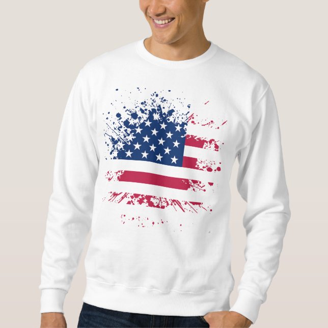 Sweat Homme Blanc Basic USA Flag Sweatshirt (Framsida)