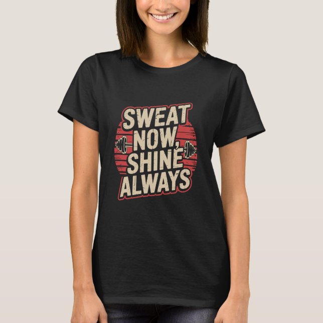 Sweat Now Shine Always Retro Sunset Badge T Shirt (Framsida)