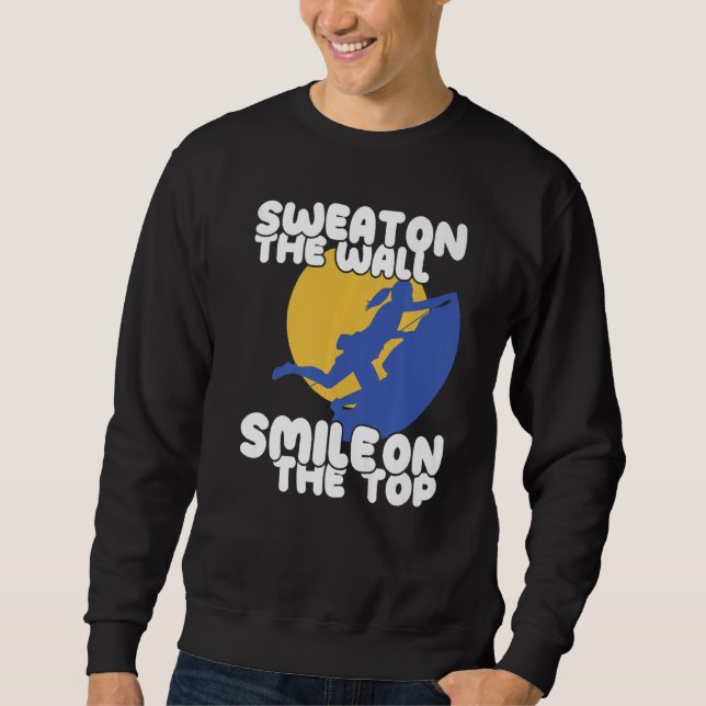 Sweat on Climbing Wall Climber Rock Climbing Bould Lång Ärmad Tröja (Framsida)