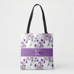 Sweat Pea Monogrammed Tote Bag Tygkasse