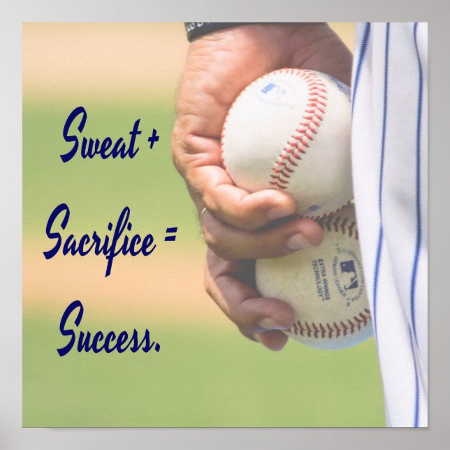 Sweat plus Sacrifice är lika bra BASEBALL Poster (Framsidan)