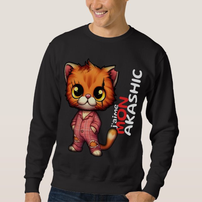 Sweat-Shirt Chat | J'aime Mon Akashic Lång Ärmad Tröja (Framsida)
