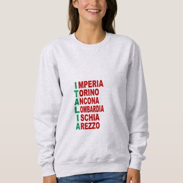 Sweat Shirt Women Cendre TOURISM ITALIA T Shirt (Framsida)