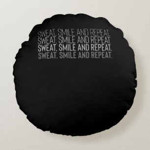 Sweat Smile Repeat Fitness Workout Motivation Rund Kudde