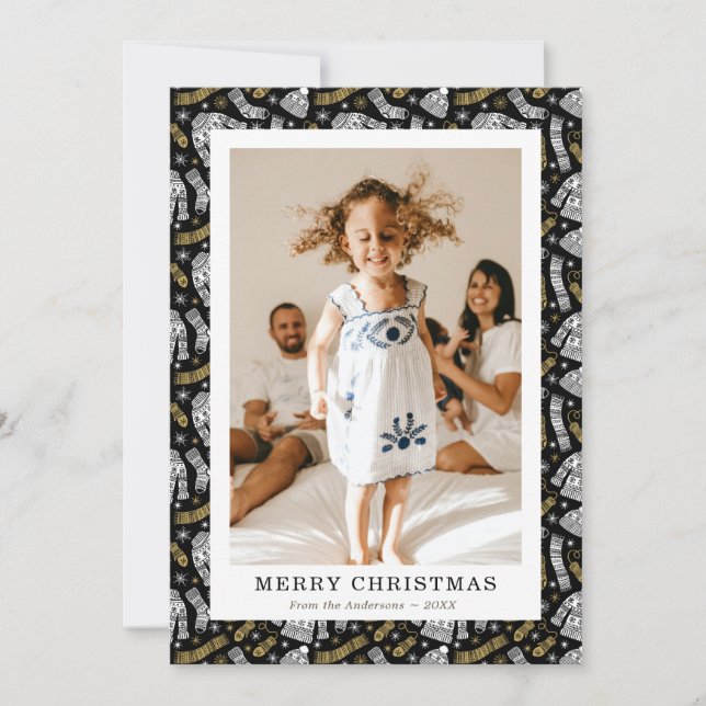 Sweater Gloves Hat Scarf Photo Merry Christmas Julkort (Framsida)