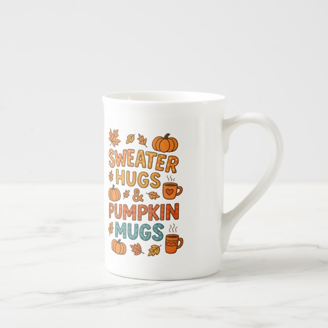 Sweater Hugs & Pumpkin Mugg Fall Typography Benporslin Mugg (Höger)