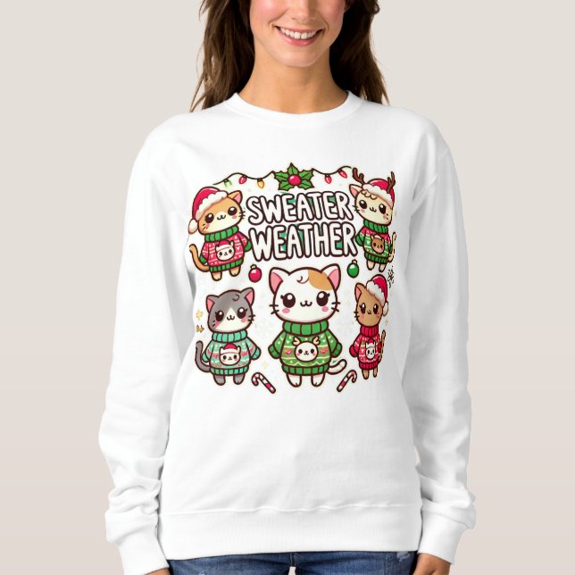 "Sweater Weather Cats - Mysigt jul" T Shirt (Framsida)