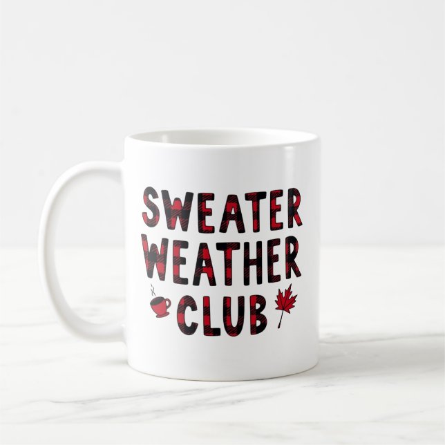 Sweater Weather Club Mysig höst typografi design Kaffemugg (Vänster)