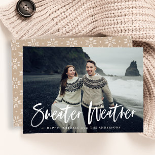 Sweater Weather i Beige Helgdag-fotokort Julkort