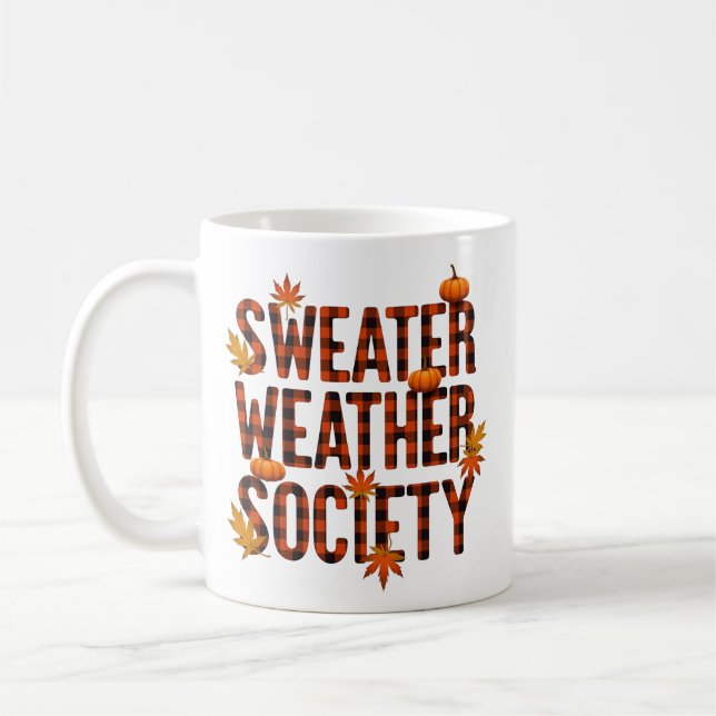 Sweater Weather Society Mysig höstsesongsdesign Kaffemugg (Vänster)