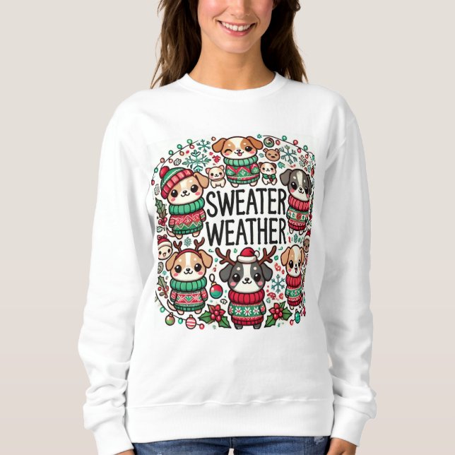 "Sweater Weather Valps - Festive Helgdag Hundar" T Shirt (Framsida)
