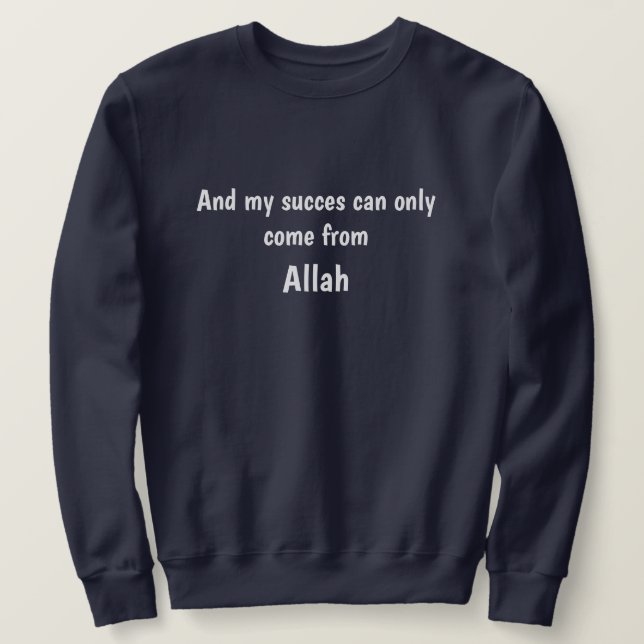 Sweatshirt "Allah = succes" blauw. (Design framsida)