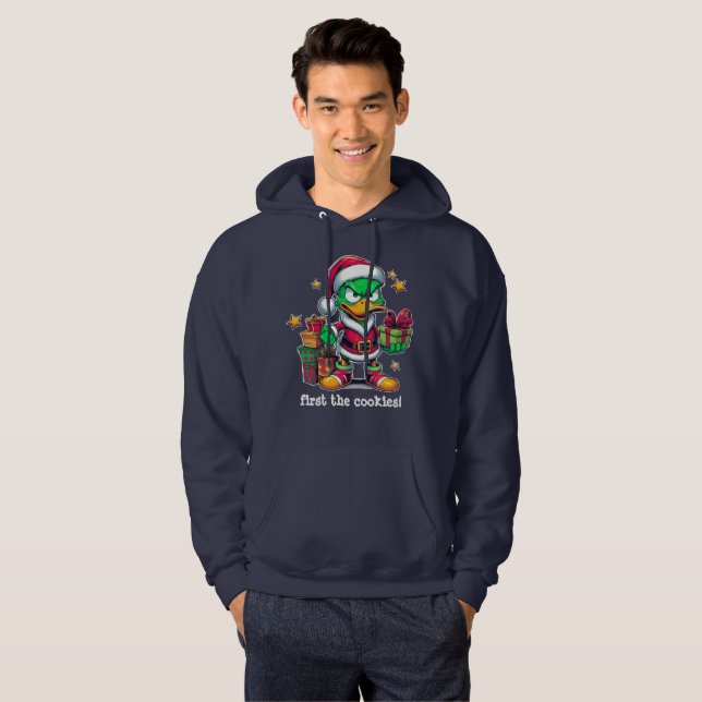 Sweatshirt "first the cookies!" No X-mas Duck (Hel framsida)