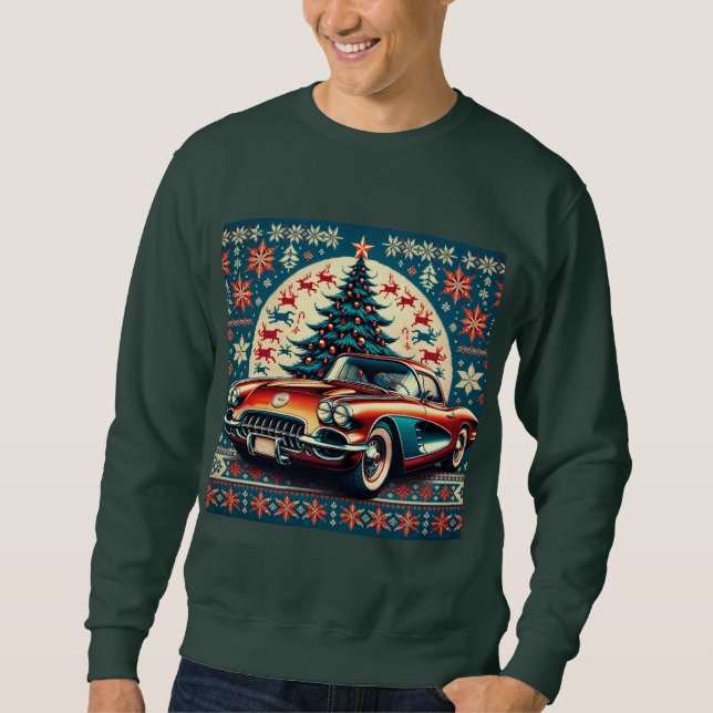 Sweatshirt Noël Christmas Chevrolet Corvette 1957 (Framsida)