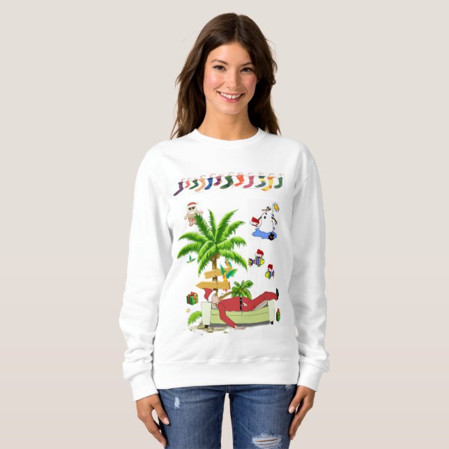 Sweatshirt Vintage Santa Beach Bum T Shirt (Hel framsida)