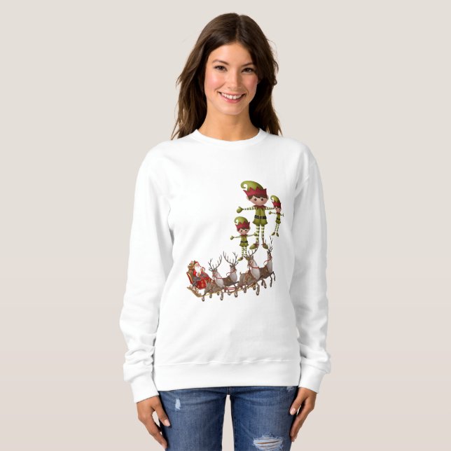 Sweatshirt Vintage Santa Elf T Shirt (Hel framsida)