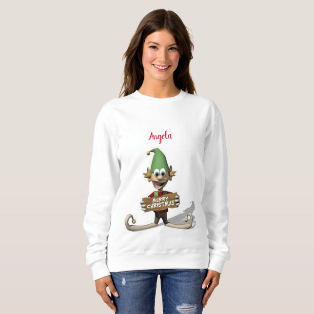 Sweatshirt Vintage Santa Elf T Shirt (Hel framsida)