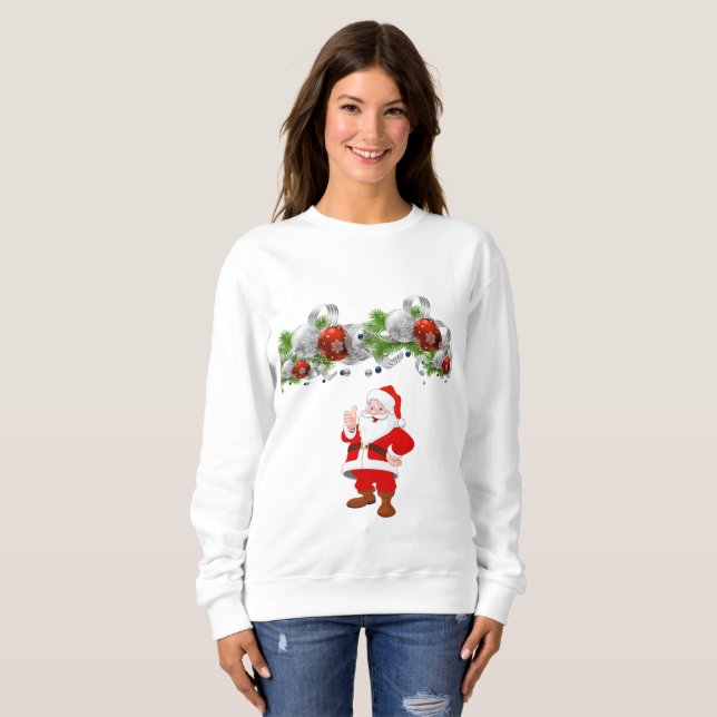 Sweatshirt Vintage Santa T Shirt (Hel framsida)