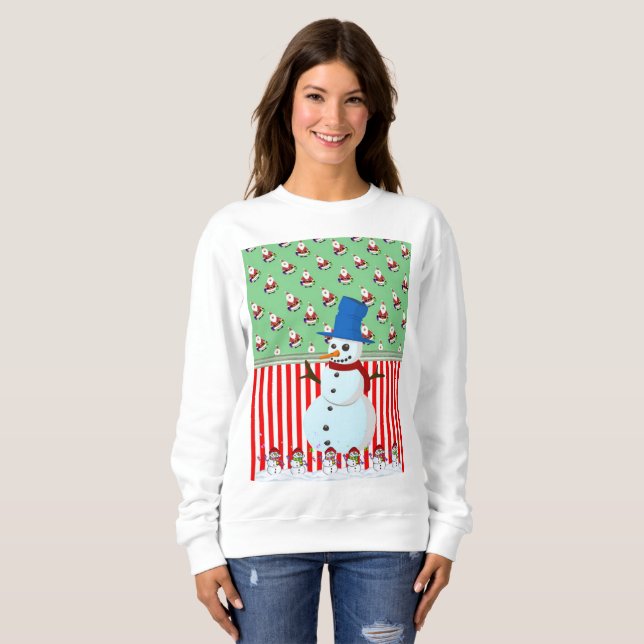 Sweatshirt Vintage Santa's Snögubbe T Shirt (Hel framsida)