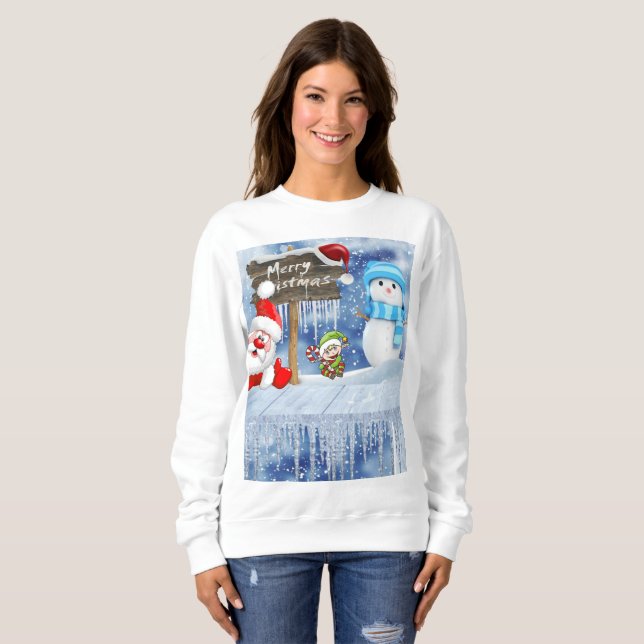 Sweatshirt Vintage Santa's Snögubbe T Shirt (Hel framsida)