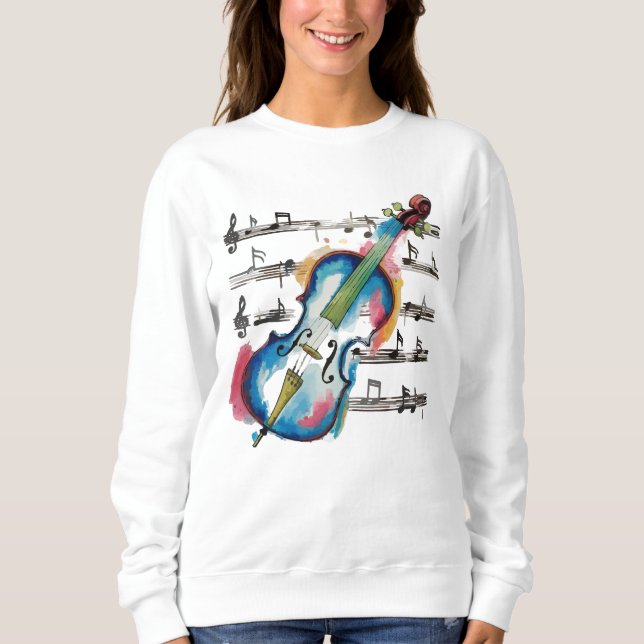 Sweatshirt Women's basic abstract violin sweatshir T Shirt (Framsida)