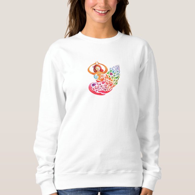Sweatshirt Yoga Meditation Rainbow Woman Silouete T Shirt (Framsida)
