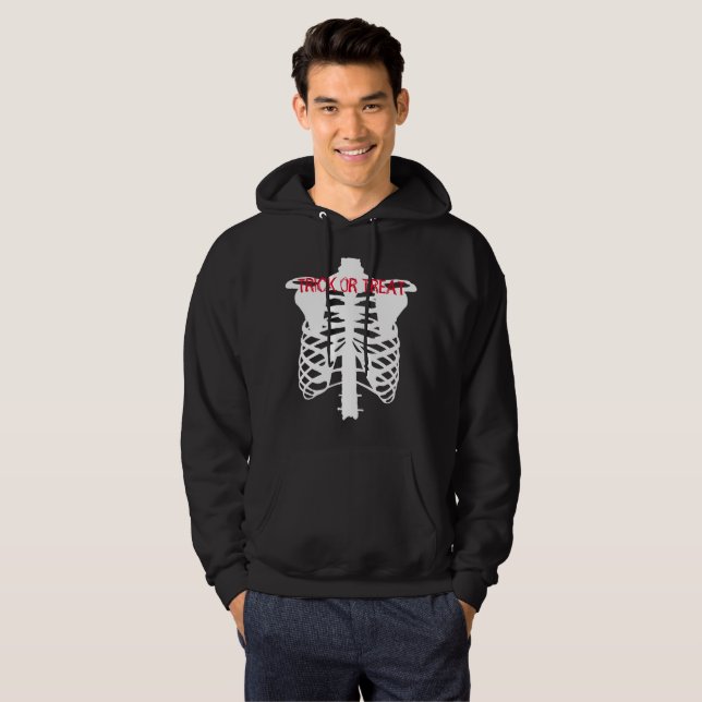 sweatshirts av svarta vita halloween skelettet hoodie (Hel framsida)
