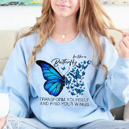 Sweatshirts med blå fjäril, inspirationsoffert t shirt