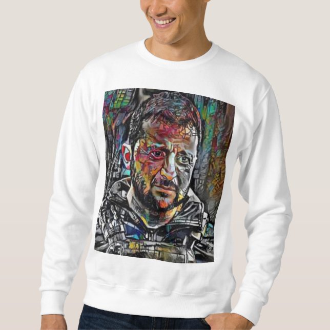 Sweatshirts  Volodymyr Zelensky art abstrait Lång Ärmad Tröja (Framsida)