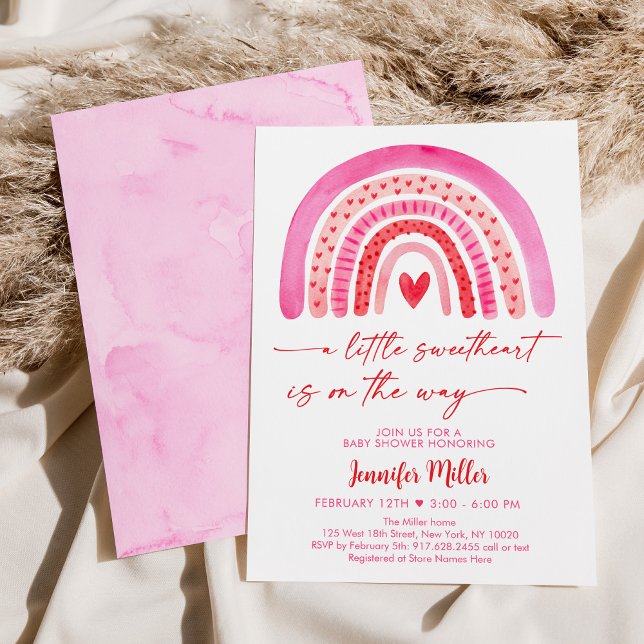 SweBaby Boho Rainbow Hearts Baby Shower Inbjudningar (Skapare uppladdad)