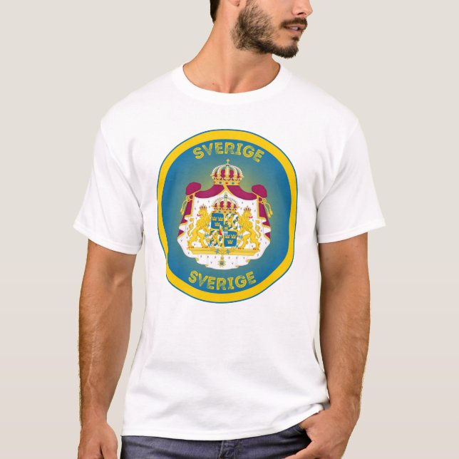 Sweden Coat of Arms Circle Shape T Shirt (Framsida)