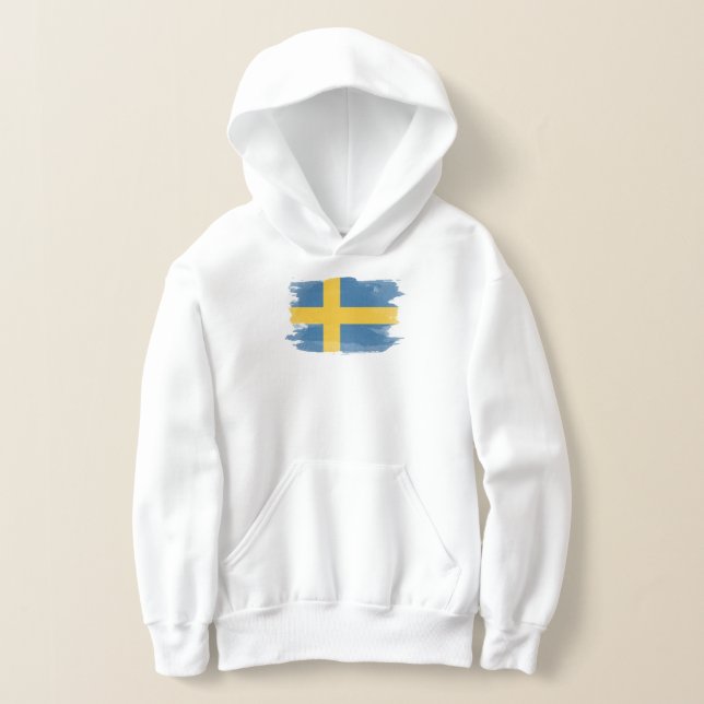 Sweden flag brush stroke, national flag t shirt (Laydown)