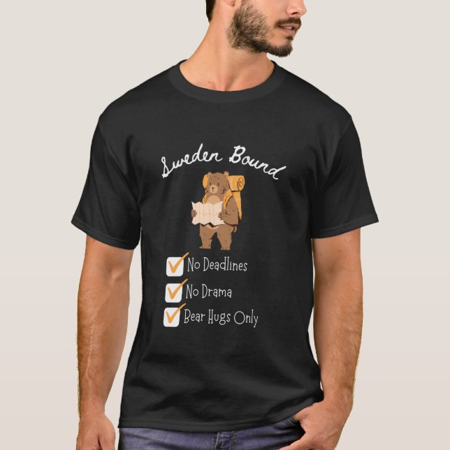 Sweden Vacation Bear Hugs Only Sweden T Shirt (Framsida)