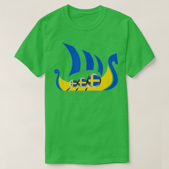 Sweden Viking Ship  Swedish Flag Dragon Boat  T Shirt (Design framsida)