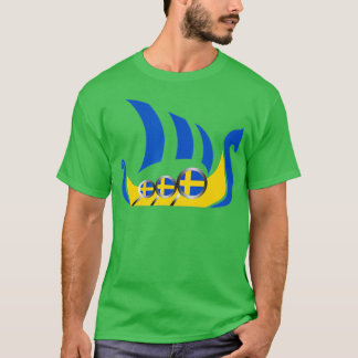 Sweden Viking Ship Swedish Flag Dragon Boat T Shirt