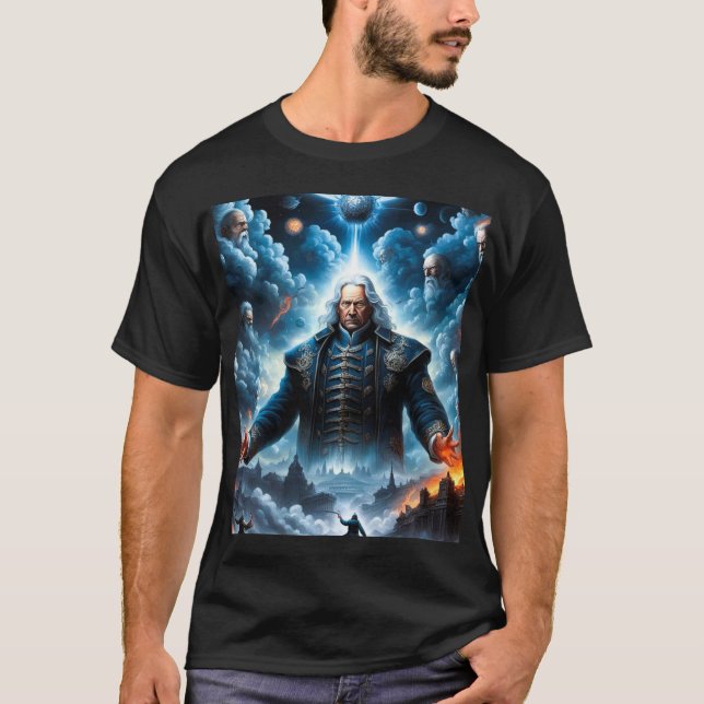 Swedenborg Heaven och helvetes svarta AI Generated T Shirt (Framsida)