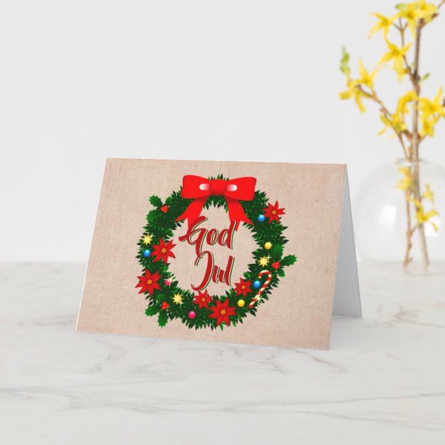 Swediish God jul-gratulationskort jul Kort (Gul blomma)