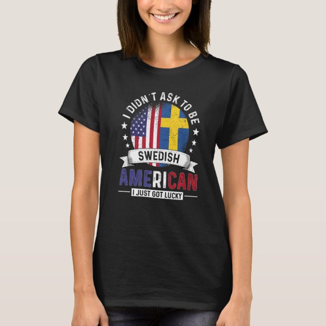 Swedish American Countries Flags Pride Country Swe T Shirt (Framsida)