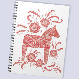 Swedish Dala Horse Red and White Anteckningsbok