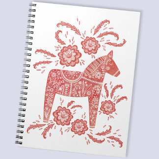 Swedish Dala Horse Red and White Anteckningsbok