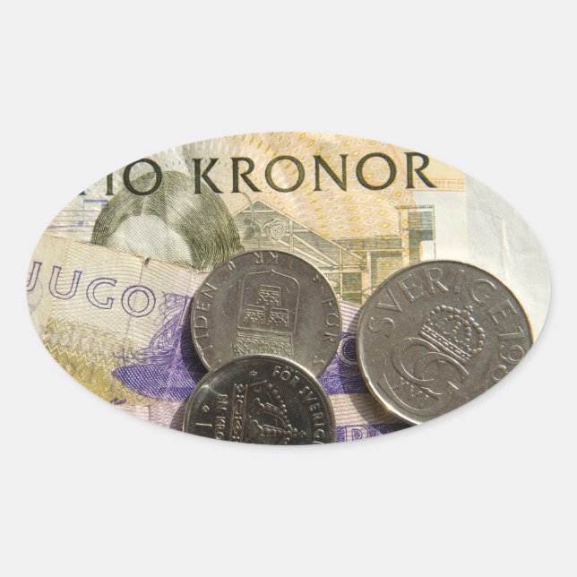 Swedish kroner ovalt klistermärke (Framsida)