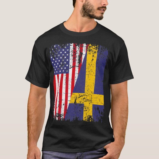 SWEDISH ROOTS Halvamerikansk SVERIGE T Shirt (Framsida)