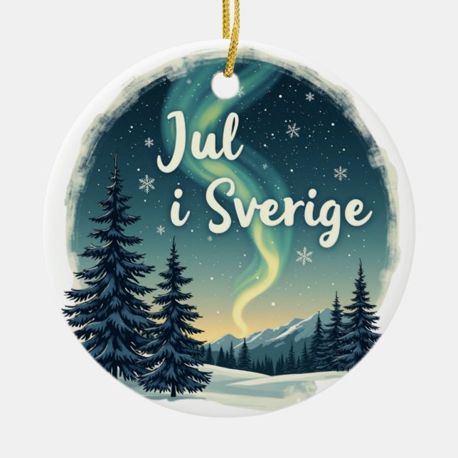 Swedish Winter Magic "Jul i Sverige" Julgransprydnad Keramik (Framsidan)