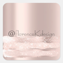 Swee 16:e gnista ros  rodnad Initialer Bröllop INS Fyrkantigt Klistermärke