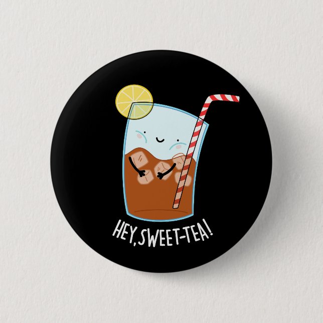 Swee-Tea Funny Sweet Tea Pun Mörk BG Knapp (Framsida)